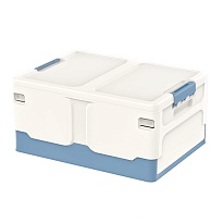 Ящик пластиковый складной белый, дно синее, 480х360х240 мм в Усть-Каменогорске Ящик пластиковый складной белый, дно синее, 480х360х240 мм в Усть-Каменогорске