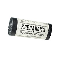 Мешки для мусора 30 л, черные, в рулоне 20 шт., ПНД, 7 мкм, 560х440 мм, Крепаномъ, 4607075710580 в Усть-Каменогорске