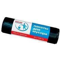 Мешки для мусора 160 л, черные, в рулоне 20 шт., ПВД, 30 мкм, 1200х870 мм, PACLAN Professional, 604082 в Усть-Каменогорске