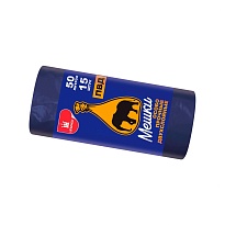 Мешки для мусора 50 л, синие, в рулоне 15 шт., ПВД, 24 мкм, 660х540 мм, Уфа Пак, МВ1519Ф (МВ 50-15ср) в Усть-Каменогорске