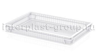Ящик для полуфабрикатов перфорированные стенки сплошное дно белый в Усть-Каменогорске