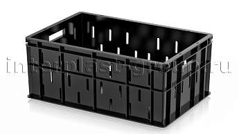 Ящик для молока, мяса, овощей и фруктов малая перфорация дно сплошное черный в Усть-Каменогорске