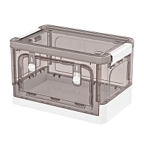 Ящик пластиковый складной прозрачный коричневый, дно белое, 360х235х230 мм, с колесиками в Усть-Каменогорске