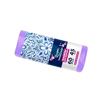 Мешки для мусора 60 л, сиреневые, в рулоне 45 шт., ПНД, 8 мкм, 700х600 мм, Узоры Чистоты, МУ4244 (МН 60-45сир) в Усть-Каменогорске