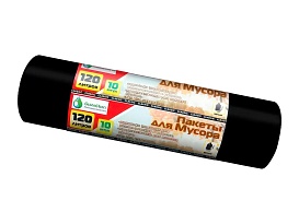 Мешки для мусора 120 л, черные, в рулоне 10 шт., ПНД, 12 мкм, 1100х700 мм, MIRPACK Classik, 1201011 в Усть-Каменогорске