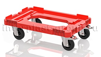 Тележка пластиковая с отверстием 2 колеса с тормозом красная в Усть-Каменогорске