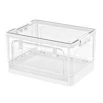 Ящик пластиковый складной прозрачный, дно белое, 360х235х230 мм, с колесиками в Усть-Каменогорске