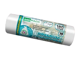 Мешки для мусора 180 л, ароматизированные, белые, в рулоне 10 шт., ПВД, 35 мкм, 1100х930 мм, PREMIUM+, 180105302 в Усть-Каменогорске