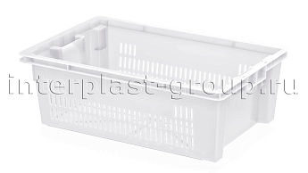 Ящик универсальный для овощей, фруктов и хлеба перфорированный белый в Усть-Каменогорске Ящик универсальный для овощей, фруктов и хлеба перфорированный белый в Усть-Каменогорске