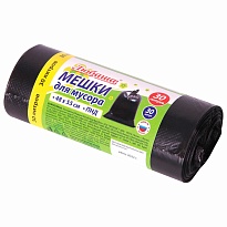 Мешки для мусора 30 л, черные, в рулоне 30 шт., ПНД, 7 мкм, 550х480 мм, Любаша, 608089 в Усть-Каменогорске