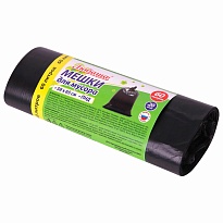 ММешки для мусора 60 л, черные, в рулоне 20 шт., ПНД, 8 мкм, 650х580 мм, Любаша, 608092 в Усть-Каменогорске