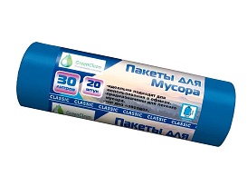 Мешки для мусора 30 л, синие, в рулоне 20 шт., ПНД, 7 мкм, 600х500 мм, MIRPACK Classik, 302041 в Усть-Каменогорске