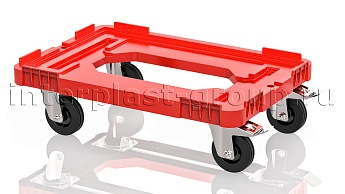 Тележка пластиковая с отверстием 2 колеса с тормозом усиленная красная в Усть-Каменогорске