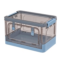 Ящик пластиковый складной прозрачный коричневый, дно синее, 360х235х230 мм, с колесиками в Усть-Каменогорске