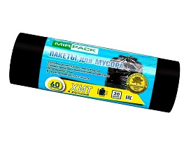 Мешки для мусора 60 л, ароматизированные, черные, в рулоне 20 шт., ПНД, 8 мкм, 800х600 мм, ХИТ, 6020867 в Усть-Каменогорске