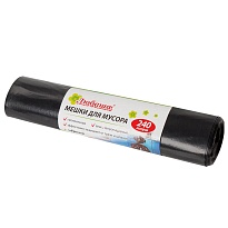 Мешки для мусора 240 л, черные, в рулоне 5 шт., ПВД 30 мкм, 1300х900 мм, Любаша, 605338 в Усть-Каменогорске