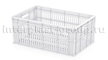 Ящик для молока, мяса, овощей и фруктов большая перфорация дно сплошное белый в Усть-Каменогорске Ящик для молока, мяса, овощей и фруктов большая перфорация дно сплошное белый в Усть-Каменогорске