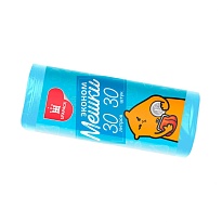 Мешки для мусора 30 л, синие, в рулоне 30 шт., ПНД, 5 мкм, 560х480 мм, Эконом, МЭ3841 (ПМ-30-30) в Усть-Каменогорске